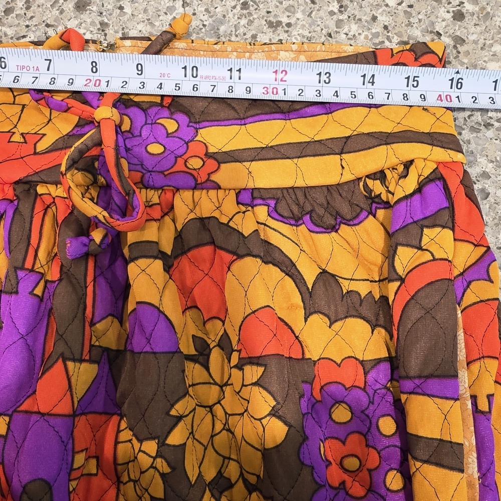 Vtg‎ Handmade Quilted Colorful Maxi Skirt 1970's Mod Floral Medium.E112 - Picture 3 of 11